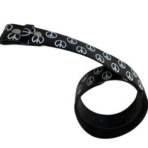 Peace Sign Made In Italy Leather Hippie Boho Festival Belt